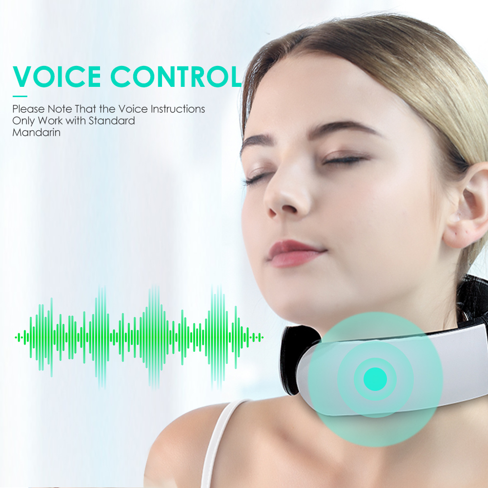 K_SKIN KD812 Voice Control Cervical Massager 6 Massage Modes 2 Electrode Patches for Spondylosis Treatment
